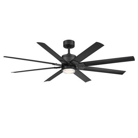 MODERN FORMS Renegade 8-Blade Smart Ceiling Fan 66in Matte Black with 3000K LED Light Kit and Remote Control FR-W2001-66L